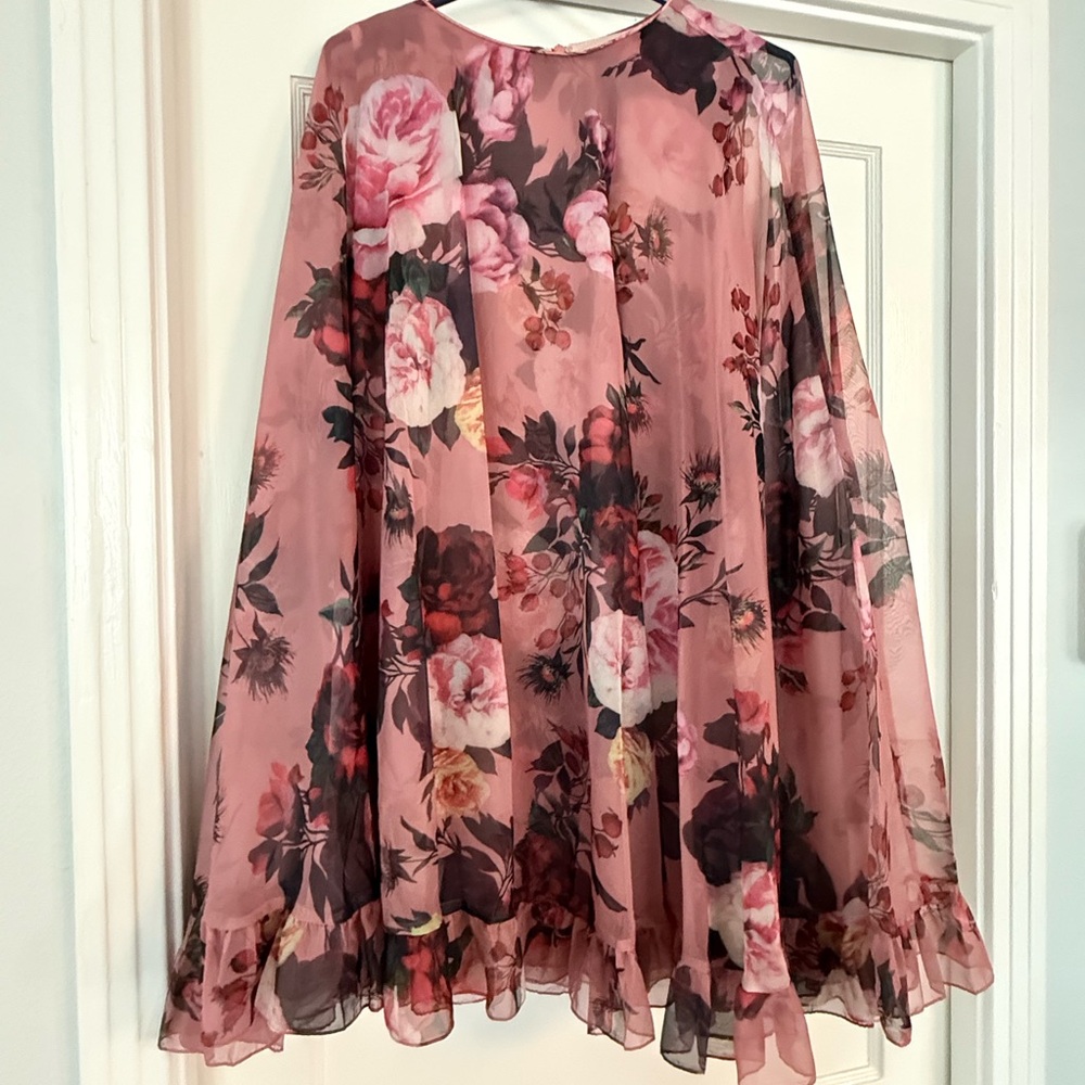Mac Dougal Floral Pink Multicolor Cape Dress - Never worn, tags removed